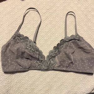 Madewell Gray Lace Polka Dot Bralette